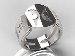 Pisces Signet Ring Lite in Polished Silver: 10 / 61.5