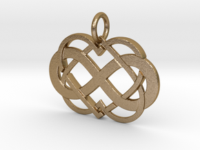 Double Infinity Heart Polyamory Pendant in Polished Gold Steel