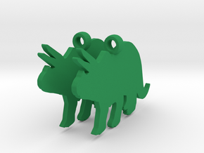 Triceratops earrings in Green Processed Versatile Plastic