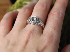 Owl Ring - Spirit Animal - Signet Ring Style in Antique Silver