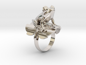 Frog Ring in Rhodium Plated Brass