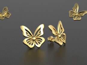 Butterfly earrings studs in 18k Gold Plated Brass