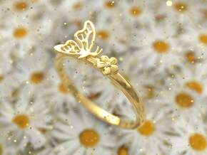 Butterfly and Flower in 18k Gold Plated Brass: 7 / 54
