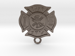 Firefighter Necklace in Polished Bronzed-Silver Steel