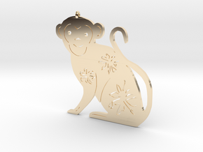 Chinese zodiac MONKEY sign pendant in 14k Gold Plated Brass