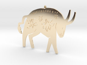 Chinese zodiac OX sign pendant in 14k Gold Plated Brass