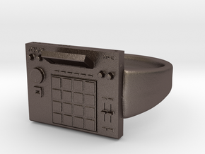 Akai mpc ring in Polished Bronzed-Silver Steel
