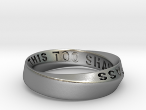 THIS TOO SHALL PASS MOBIUS RING LARGER SIZE 6mm in Natural Silver: 9.75 / 60.875