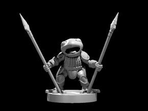 Grung Barbarian w two spears in White Natural Versatile Plastic