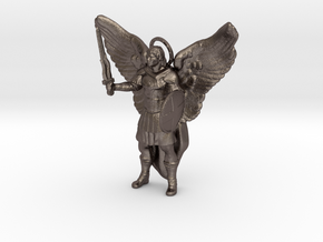 Archangel Michael Pendant in Polished Bronzed-Silver Steel