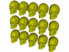 1/24 scale human skull miniatures x 15 in Tan Fine Detail Plastic
