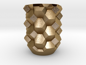 Truncated Octahedron Cup in Polished Gold Steel