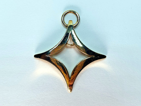 Four Point Star Pendant 30mm in Polished Brass