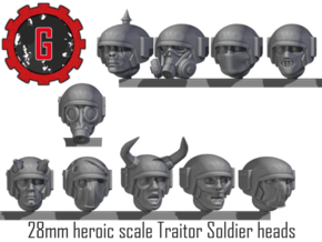 28mm heroic Scale Traitor Guard heads in Tan Fine Detail Plastic: Small