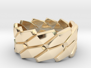 Hexa Combine Ring_02 in 14k Gold Plated Brass: 8 / 56.75