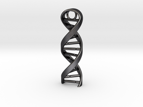DNA Helix Keychain Charm V2 in Polished and Bronzed Black Steel