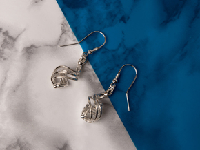 Convoluted Earrings in Polished Silver