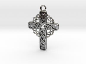 2d Cross pendant with Celtic flair in .925 Silver in Antique Silver
