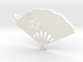 Japanese hand fan PENDANT TOP in White Processed Versatile Plastic