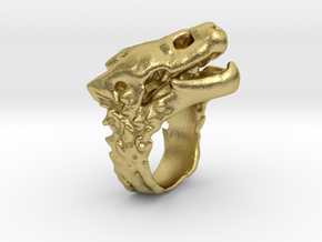 snapping-turtle-skull-ring-59.60mm in Natural Brass: 9.25 / 59.625