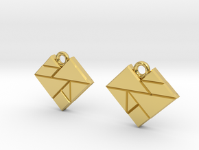 Tangram Hearts in Polished Brass