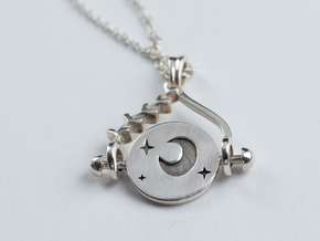 Celestial Fidget Pendant with Moon and Sun Side in Polished Silver (Interlocking Parts)