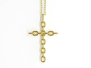Chain Cross Pendant - Christian Jewelry in 14k Gold Plated Brass