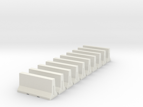 Jersey Barrier N scale (10 pc) in White Natural Versatile Plastic
