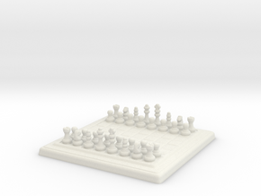 Miniature Unmovable Chess Set in White Natural Versatile Plastic
