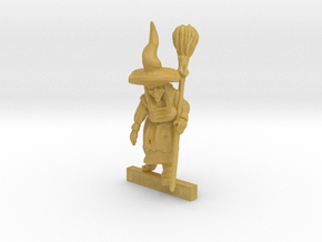 WITCH with BROOMSTICK 28mm miniature in Tan Fine Detail Plastic