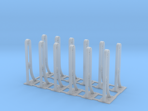O scale RDG bridge stanchions (12-pack) in Clear Ultra Fine Detail Plastic