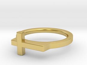 Horizontal Cross Ring - Christian Jewelry in Polished Brass: 3 / 44