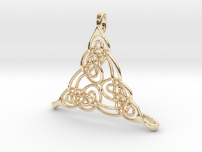 Trinity Knot with Three Loops Pendant in 14k Gold Plated Brass