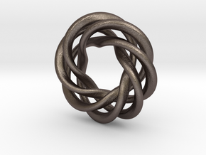 Charm Bead 4 strand mobius spiral in Polished Bronzed Silver Steel