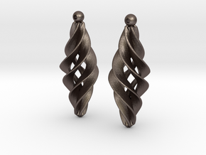 Spiral Star earrings pair in Polished Bronzed Silver Steel