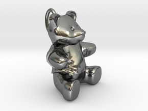 Teddy bear pendant  in Polished Silver