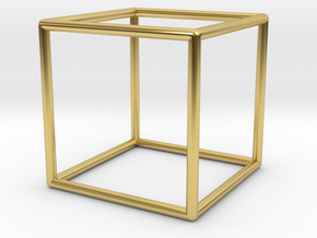 Cube in Polished Brass