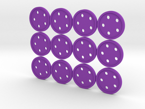 1" Texas-style five-holed buttons (dozen) in Purple Processed Versatile Plastic