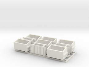 6 Small Dumpsters N-Scale in White Natural Versatile Plastic