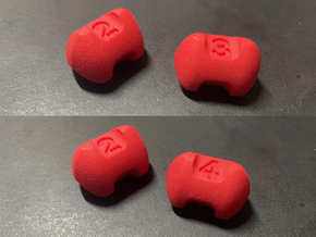 2,3,4 dice - set of four atypically labelled dice in Red Processed Versatile Plastic