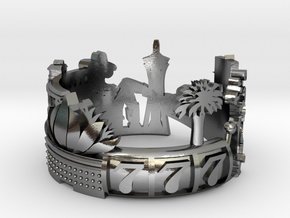 Las Vegas Skyline - Cityscape Ring  in Polished Silver: 6 / 51.5