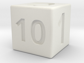 Binary six sided dice in White Natural Versatile Plastic