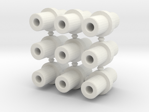 Double-ended 5mm pegs (x9) in White Natural Versatile Plastic
