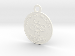 Broken Arrow Bicycles Medallion in White Processed Versatile Plastic