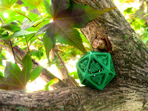 Tengwar Elvish D20 in Green Processed Versatile Plastic: Small