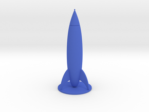 Small Retro Rocket V2 (6cm tall) in Blue Processed Versatile Plastic