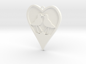 heart with two birds, solid bottom, one top ring 1 in White Processed Versatile Plastic