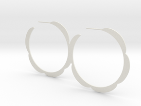 Flower hoop earrings in White Natural Versatile Plastic