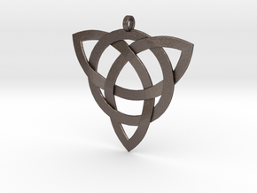 Large Celtic Knot Pendant (Inverted Triquetra) in Polished Bronzed Silver Steel