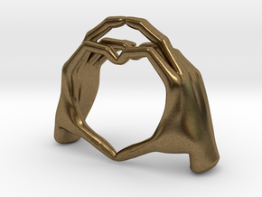 Hand-heart-27mm in Natural Bronze
